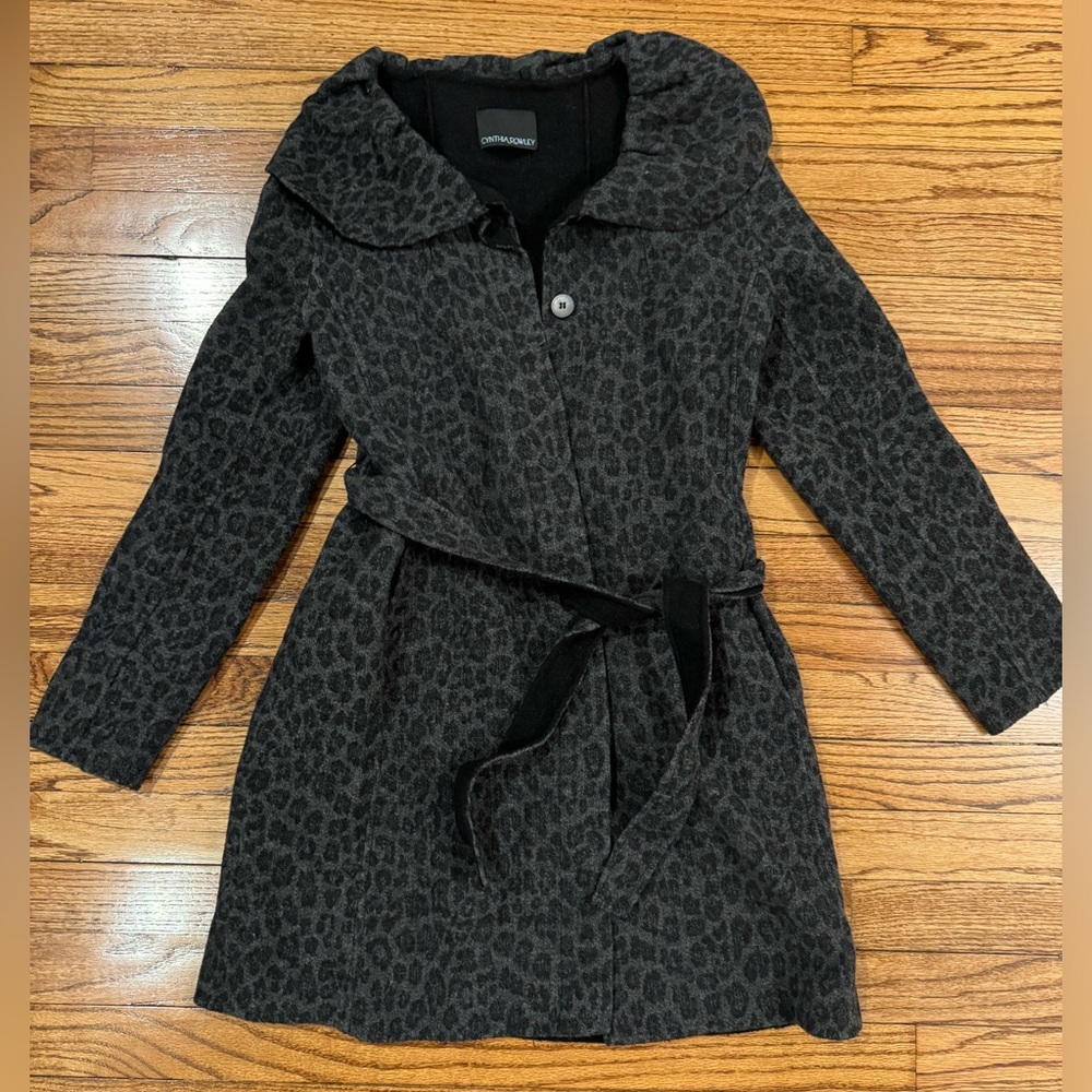 Cynthia Rowley Leopard Wool Wrap/Coat